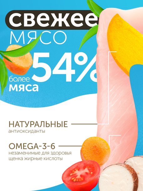 Сухой корм Formula Natural Fresh Meat (для щенков средних пород) с курицей, маниокой и куркумой, 80 г