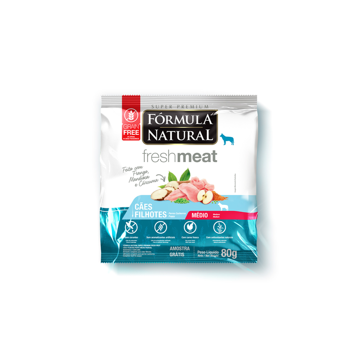 Сухой корм Formula Natural Fresh Meat (для щенков средних пород) с курицей, маниокой и куркумой, 80 г