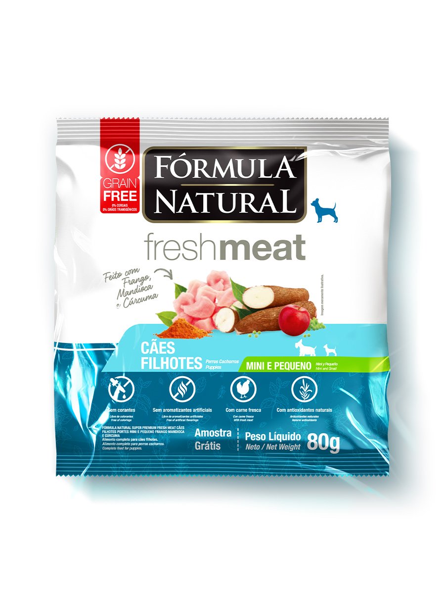 Сухой корм Formula Natural Fresh Meat (для щенков мини пород) с курицей, маниокой и куркумой, 80 г