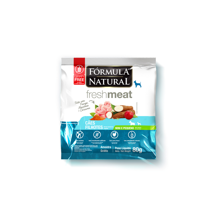 Сухой корм Formula Natural Fresh Meat (для щенков мини пород) с курицей, маниокой и куркумой, 80 г