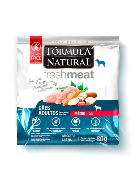 Сухой корм Formula Natural Fresh Meat (для взрослых собак средних пород) с курицей, маниокой и розмарином, 80 г