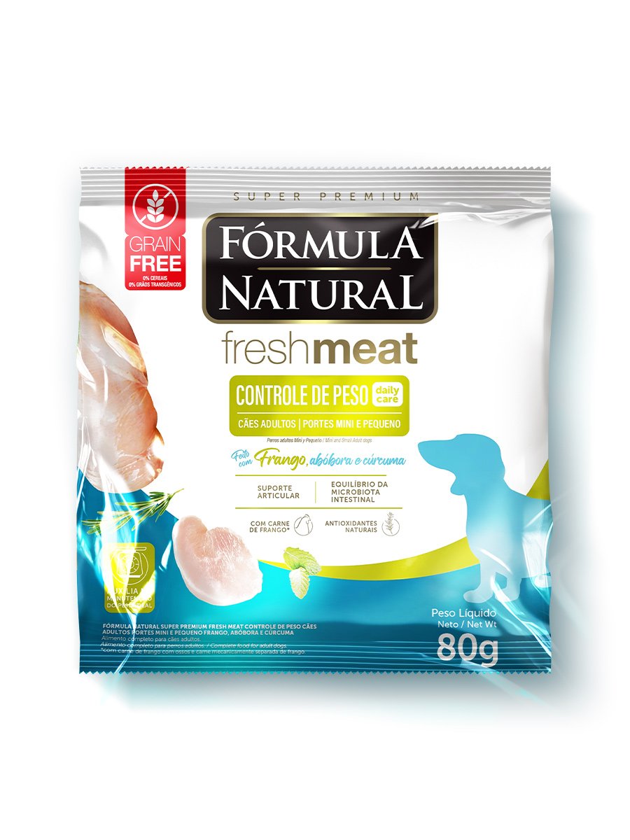 Сухой корм Formula Natural Fresh Meat Weight Control (для взрослых собак мини пород) с курицей, тыквой и куркумой, 80 г