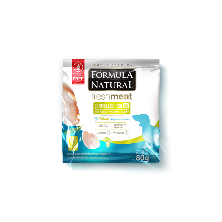 Сухой корм Formula Natural Fresh Meat Weight Control (для взрослых собак мини пород) с курицей, тыквой и куркумой, 80 г