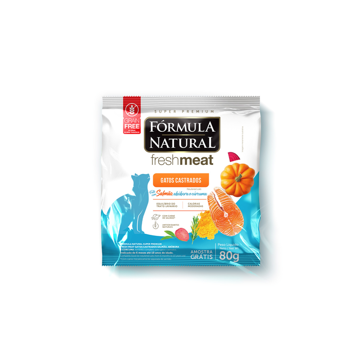 Сухой корм Formula Natural Fresh Meat (для стерилизованных кошек) с лососем, тыквой и куркумой, 80 г