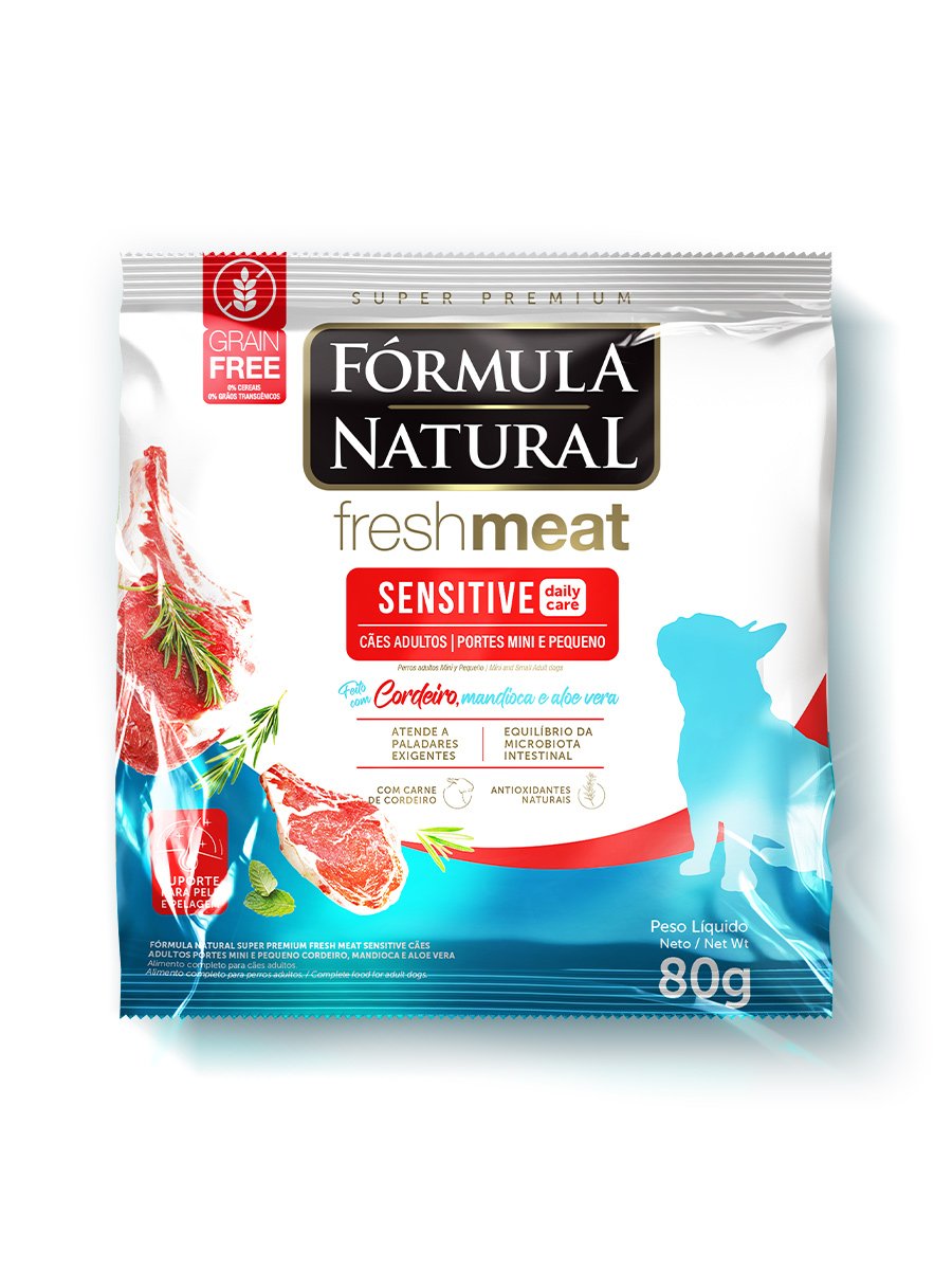 Сухой корм Formula Natural Fresh Meat Sensitive lamb (для взрослых собак мини пород) с ягненком, маниоком, алоэ вера, 80 г