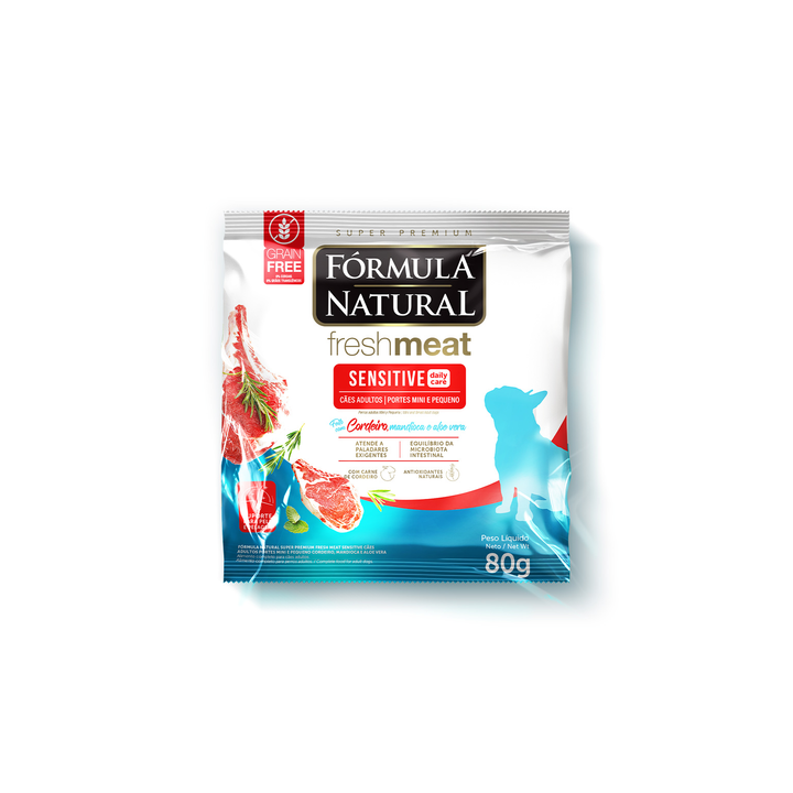 Сухой корм Formula Natural Fresh Meat Sensitive lamb (для взрослых собак мини пород) с ягненком, маниоком, алоэ вера, 80 г