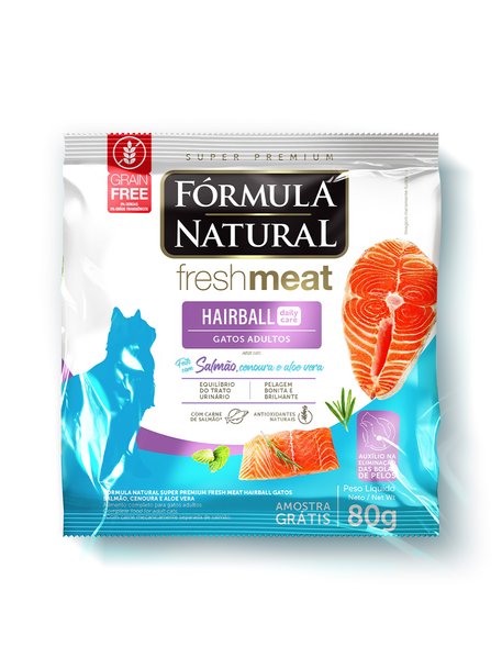 Сухой корм Formula Natural Fresh Meat Hairball (для взрослых кошек) с лососем, морковью и алоэ вера, 80 г
