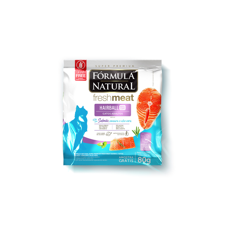 Сухой корм Formula Natural Fresh Meat Hairball (для взрослых кошек) с лососем, морковью и алоэ вера, 80 г