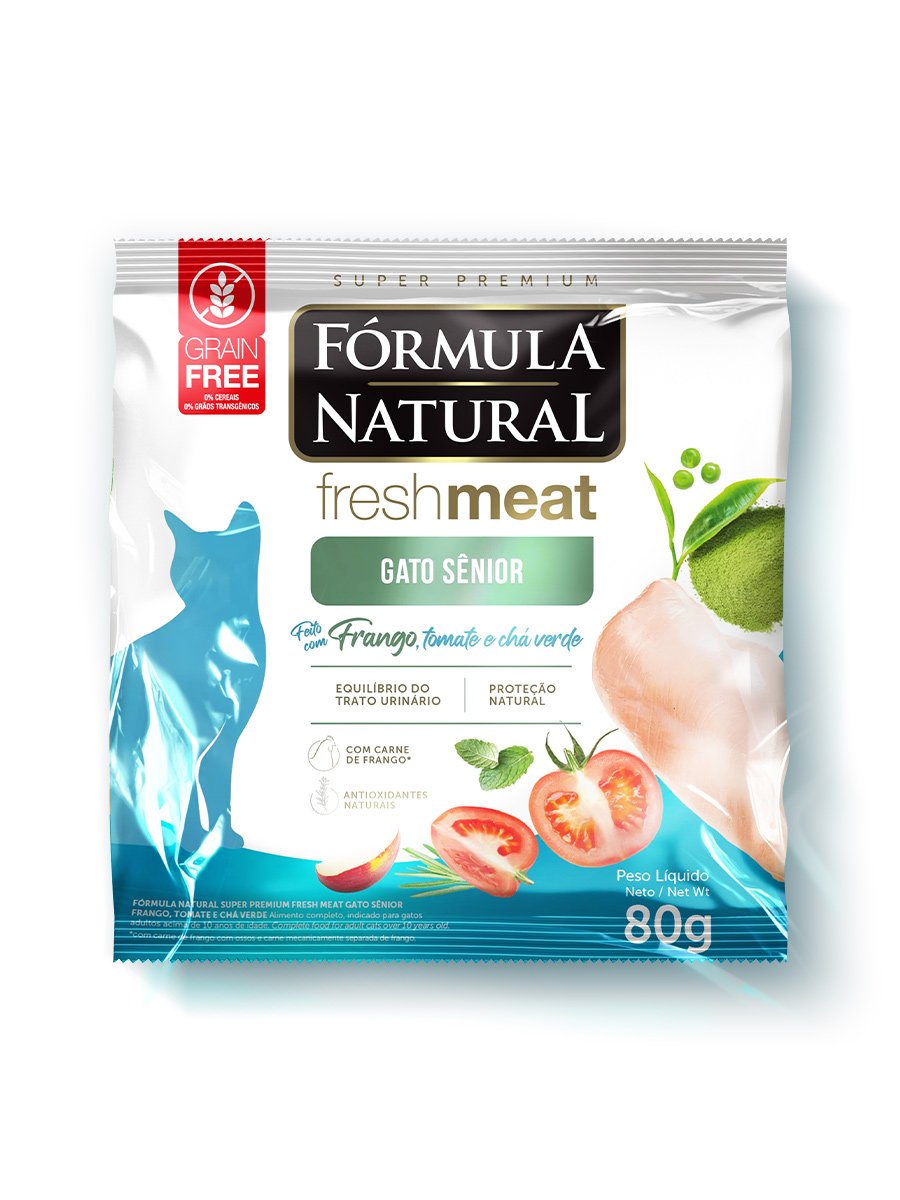 Сухой корм Formula Natural Fresh Meat (для взрослых кошек 7+) с курицей, томатами и зеленым чаем, 80 г.