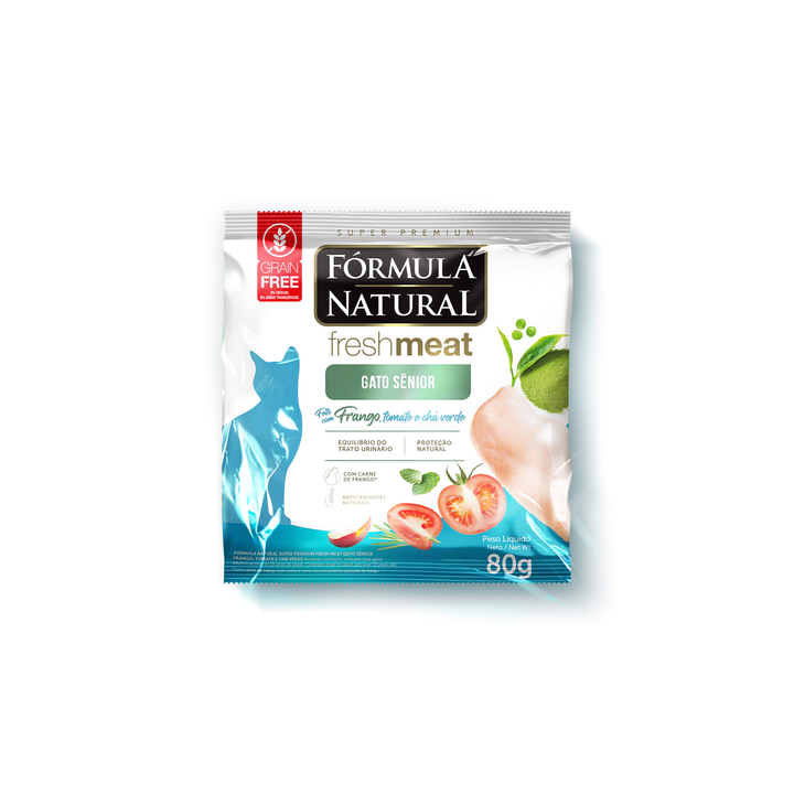 Сухой корм Formula Natural Fresh Meat (для взрослых кошек 7+) с курицей, томатами и зеленым чаем, 80 г.